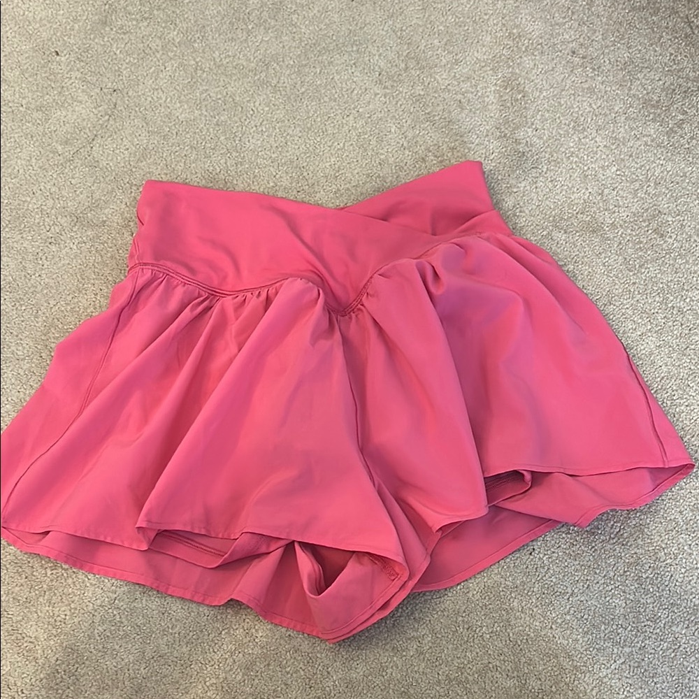 Pink Skorts with Flared Hem and Built-in Liner